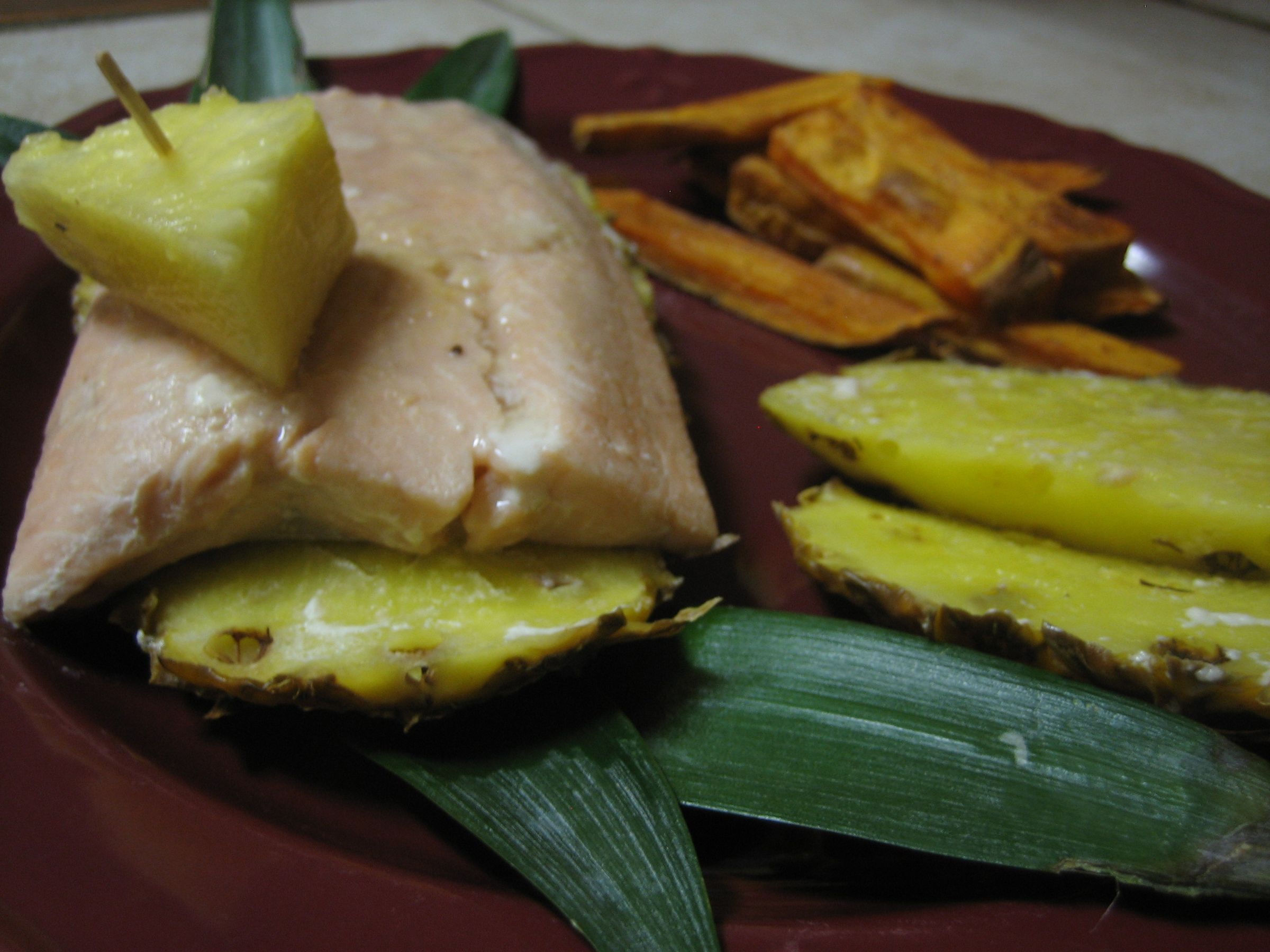 Pineapple-Wrapped Gingered Salmon