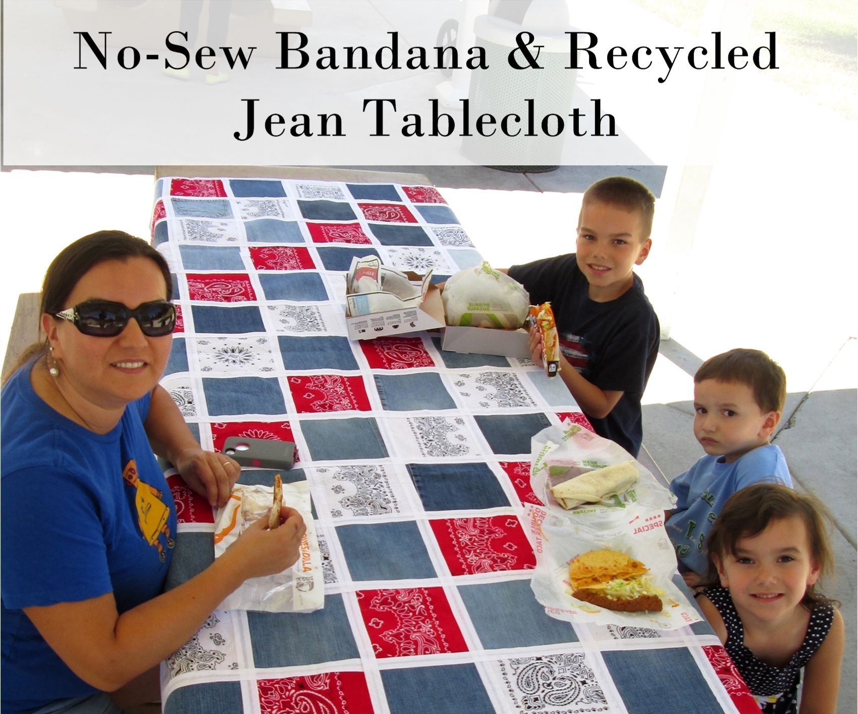No-Sew Bandana & Recycled Jean Table Cloth