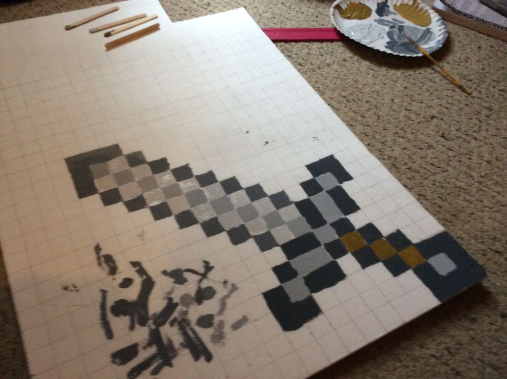 How To Draw A Minecraft Sword On Graph Paper