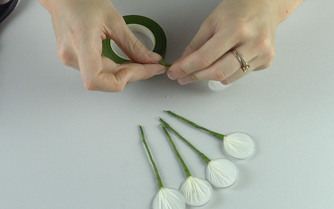 Next, When You Have Your 5 Flower Petals, Attach All 5 Together Using the Thread and Create a Flower.
