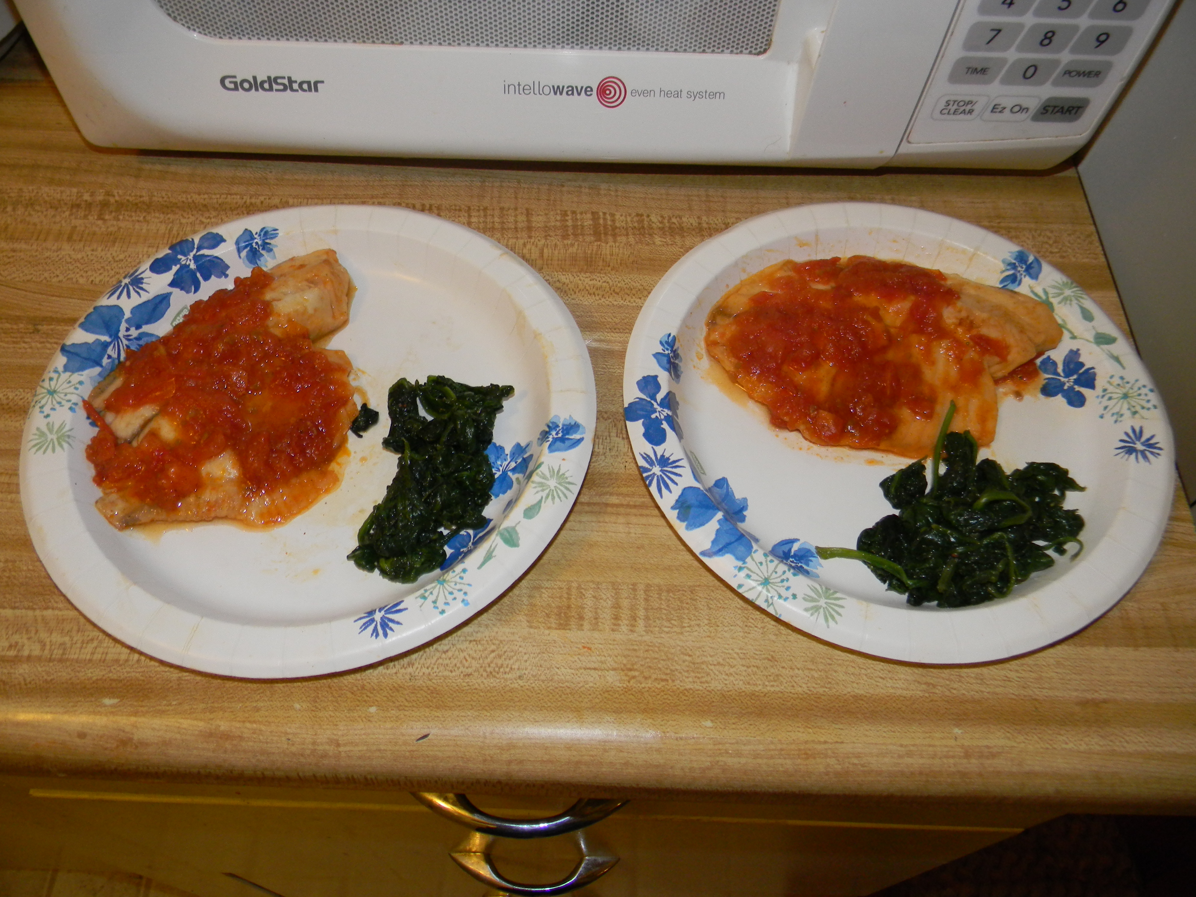 Talapia Tomato Chutney w/ Wilted Greens for 2