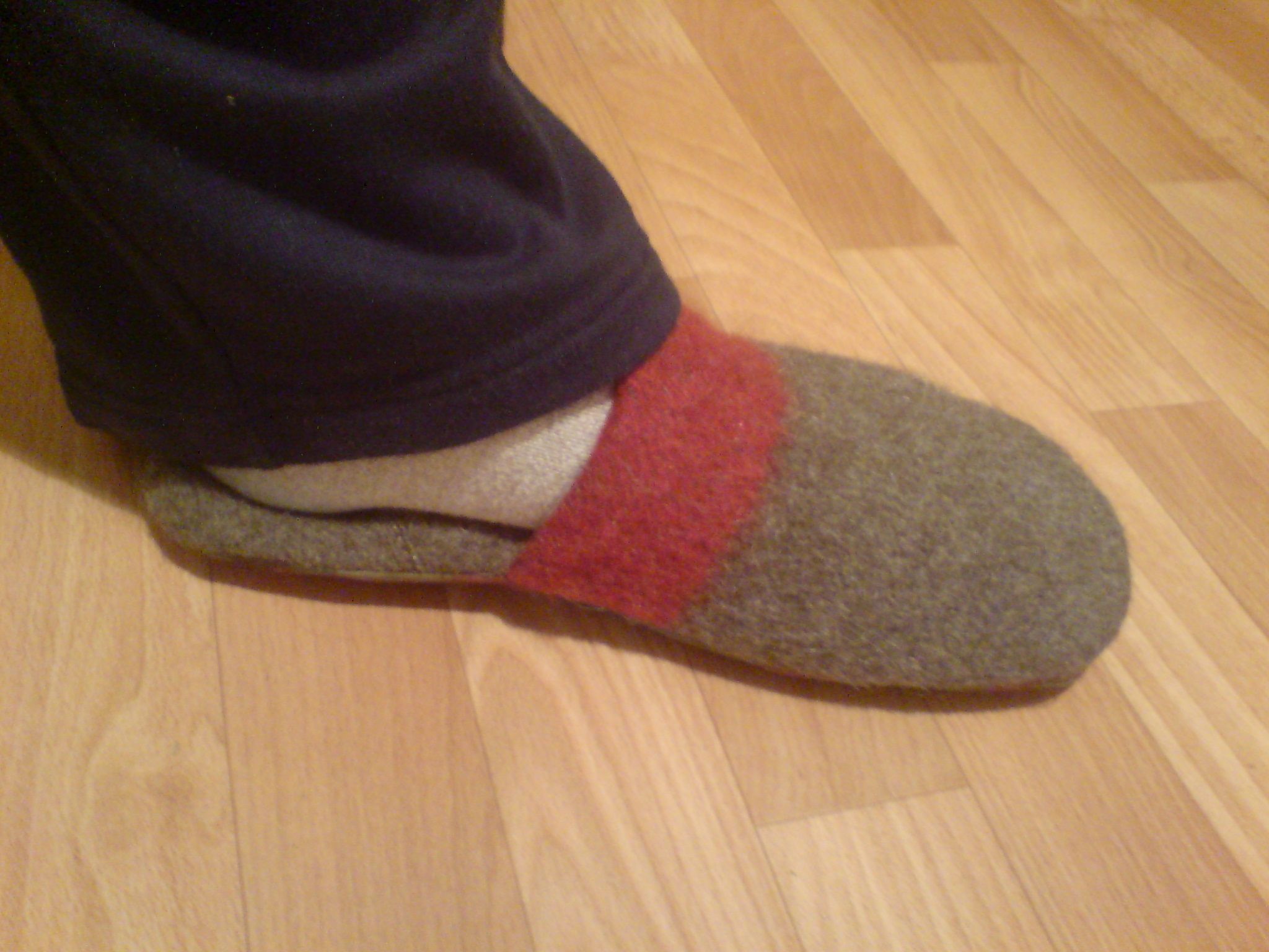 A Fine and Warm Pair of Slippers From a Woolen Blanket