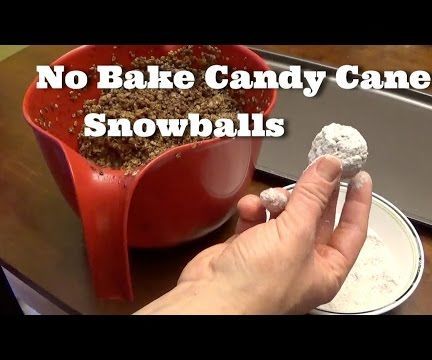 No Bake Candy Cane Snowballs