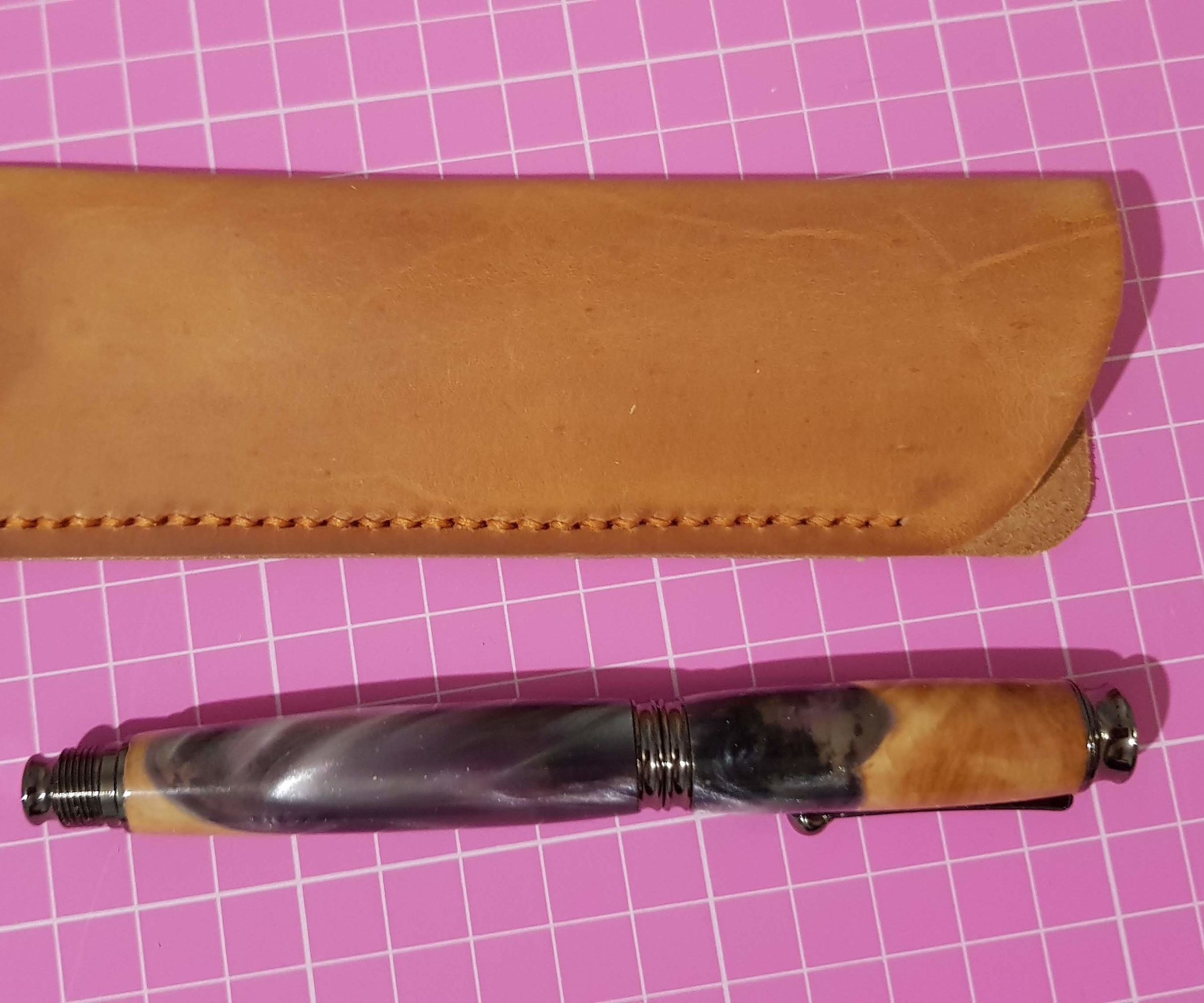 Leather Pen Sleeve Made From Offcuts