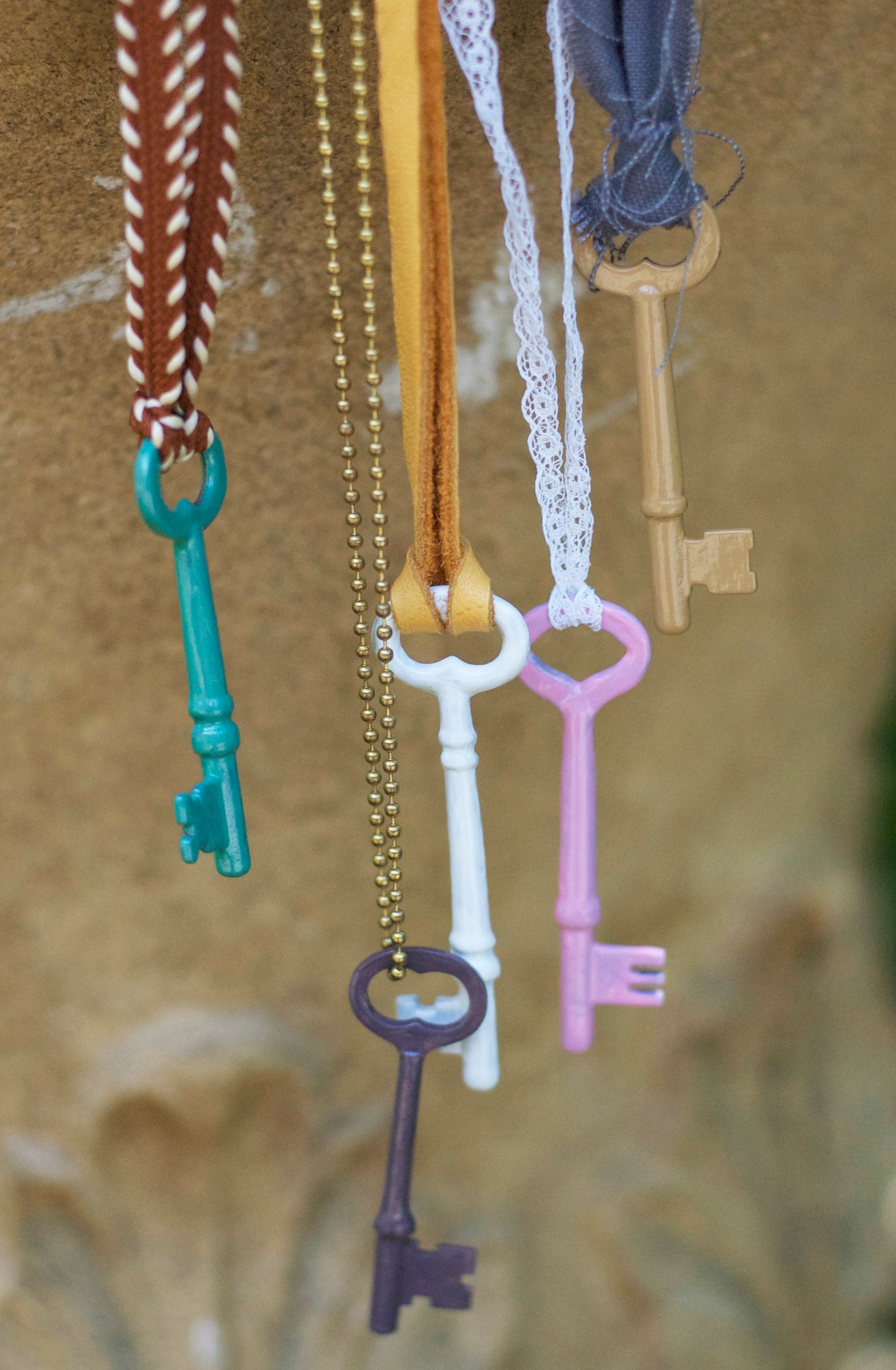 Enameled Vintage Keys Necklace