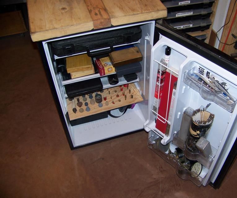 Tool Cabinet / Bench From Old Fridge