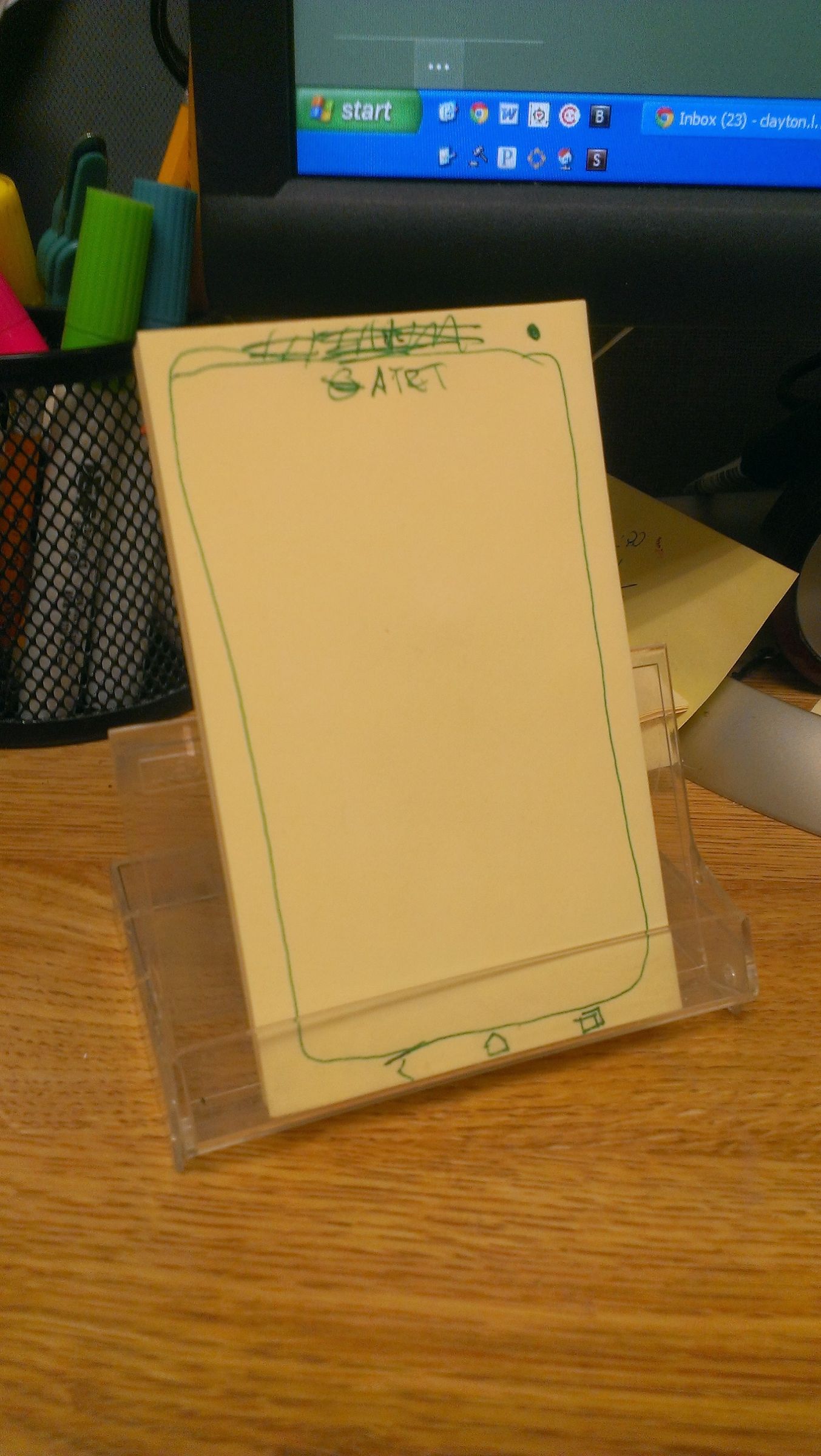 Gadget stands on my desk (at work).