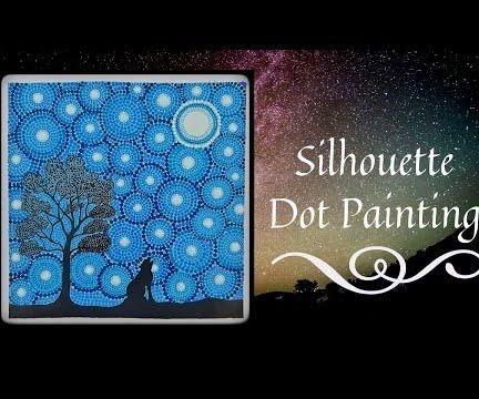 Simple Dot Painting Tutorial | Howling Wolf Silhouette Painting