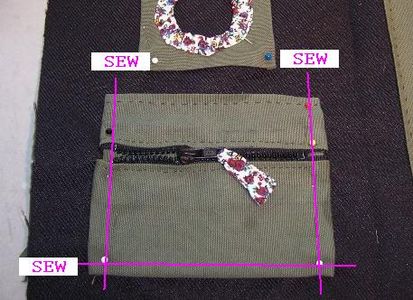 Making the Zippered Pocket.