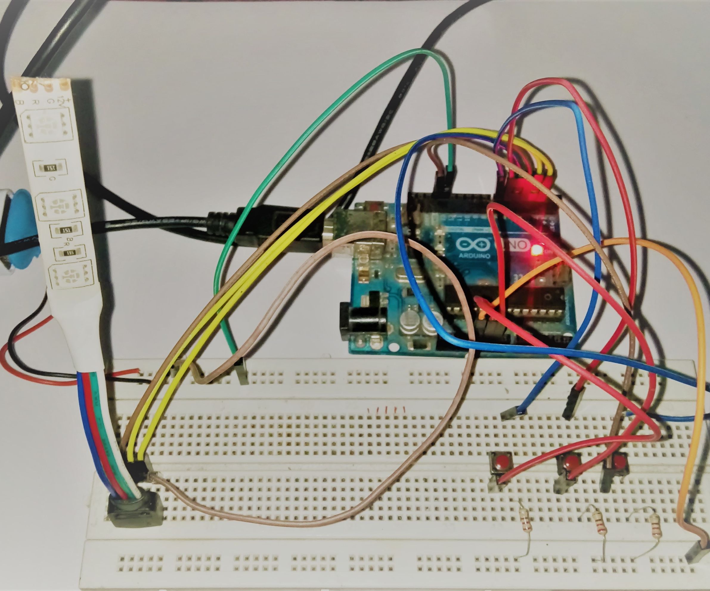 Producing Various Colours in RGB Led Strip Using Arduino and Push Button