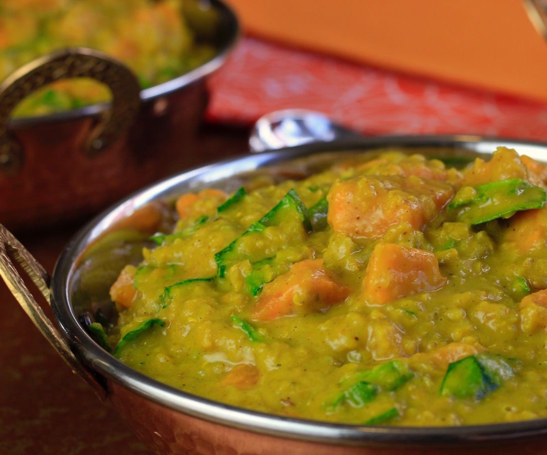 Red Lentil and Sweet Potato Coconut Curry With Spinach
