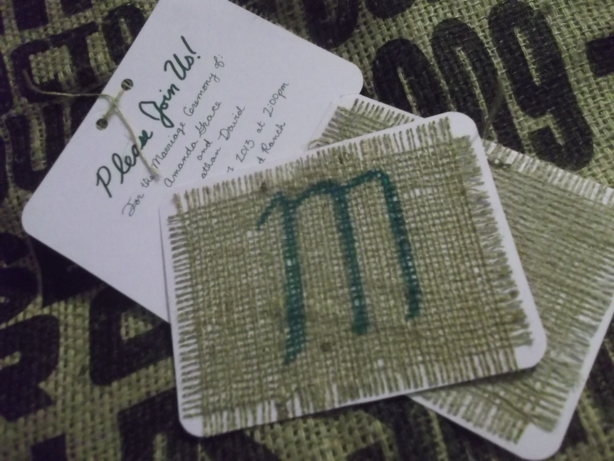 Rustic Wedding Invitation Using Burlap Fabric