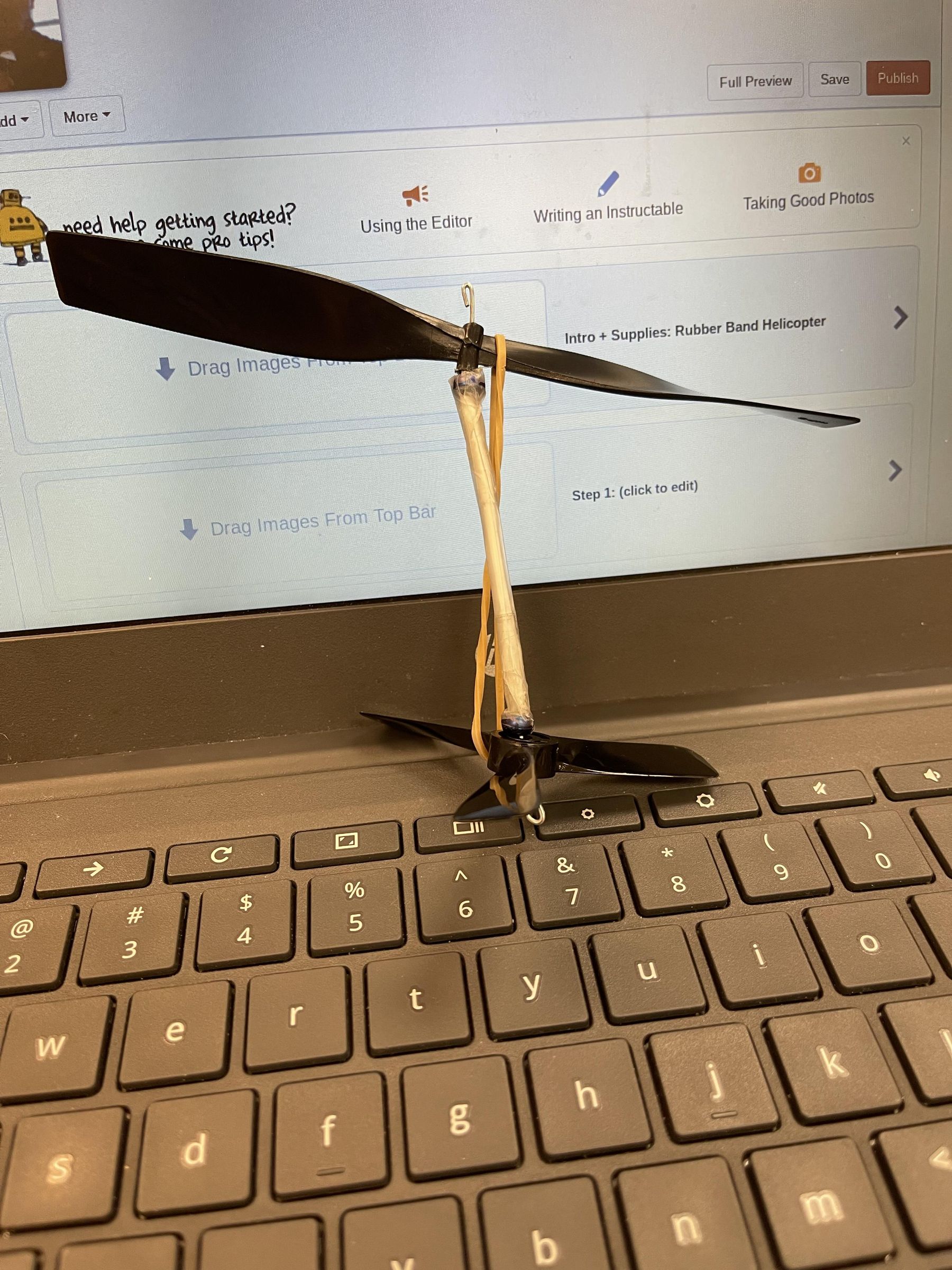 School Rubber Band Helicopter 8 Steps Instructables