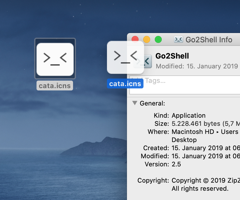 Replace the Go2Shell.app Droplet Icon in MacOS Catalina