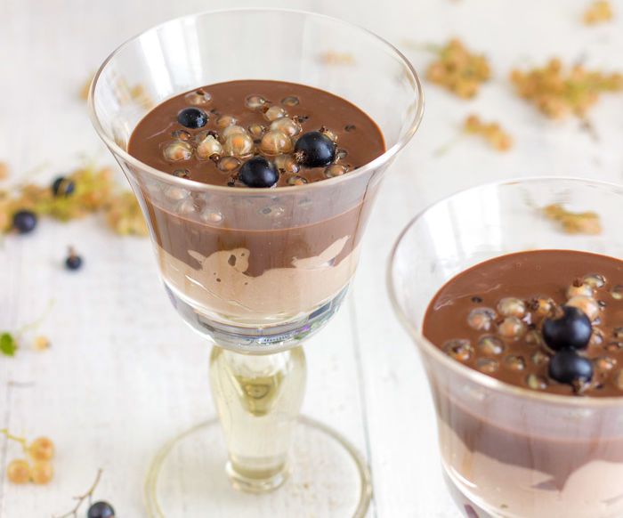 Chocolate Pudding Dessert With White Currant