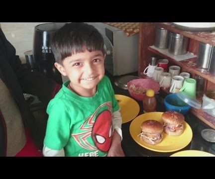 3 Year Old Kid Chef Makes Veg Burgers - First Time