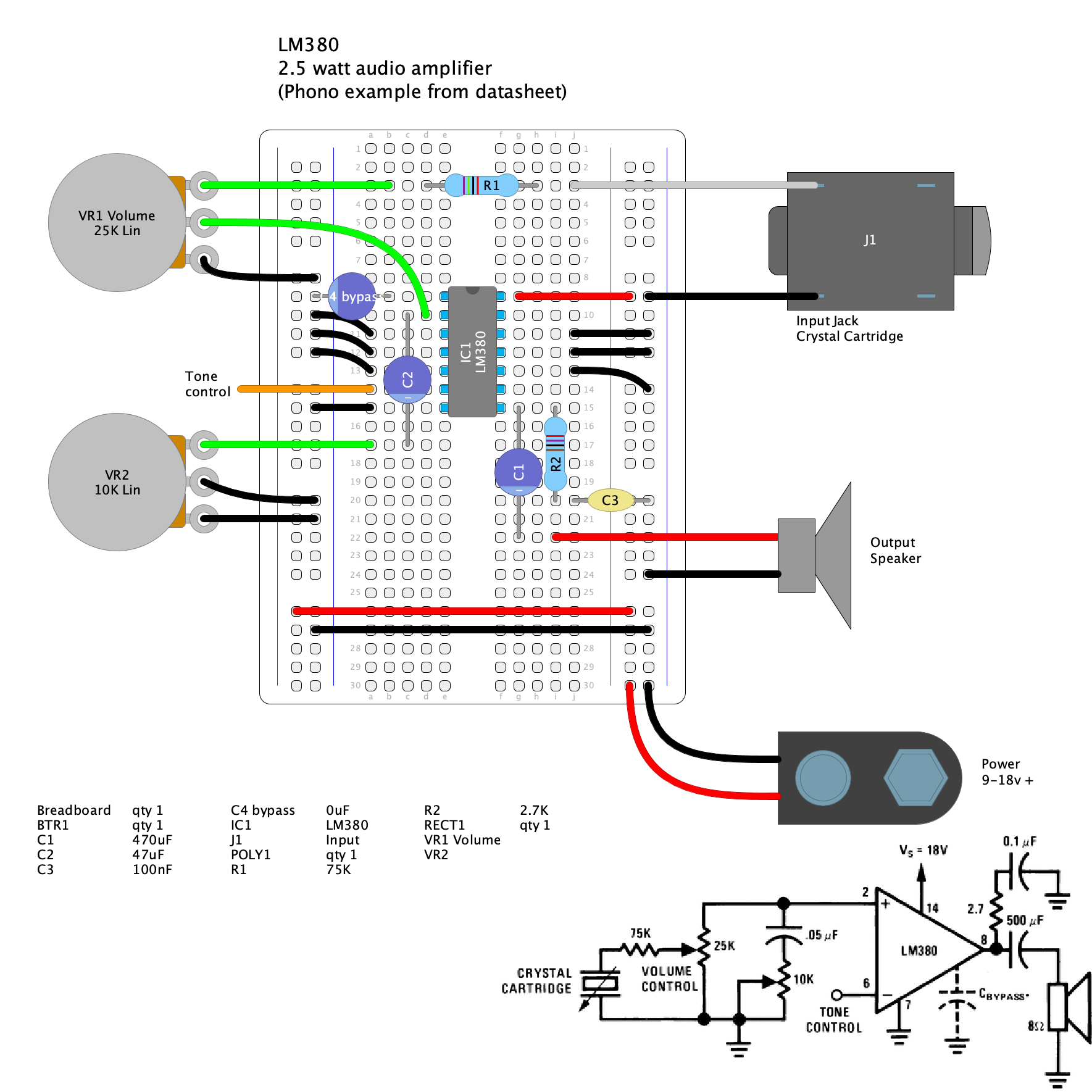LM380 V1 Breadboard Amplifier 2.5 Watt Instructables
