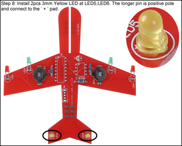 Install 2pcs 3mm Yellow Led at Led5, Led6