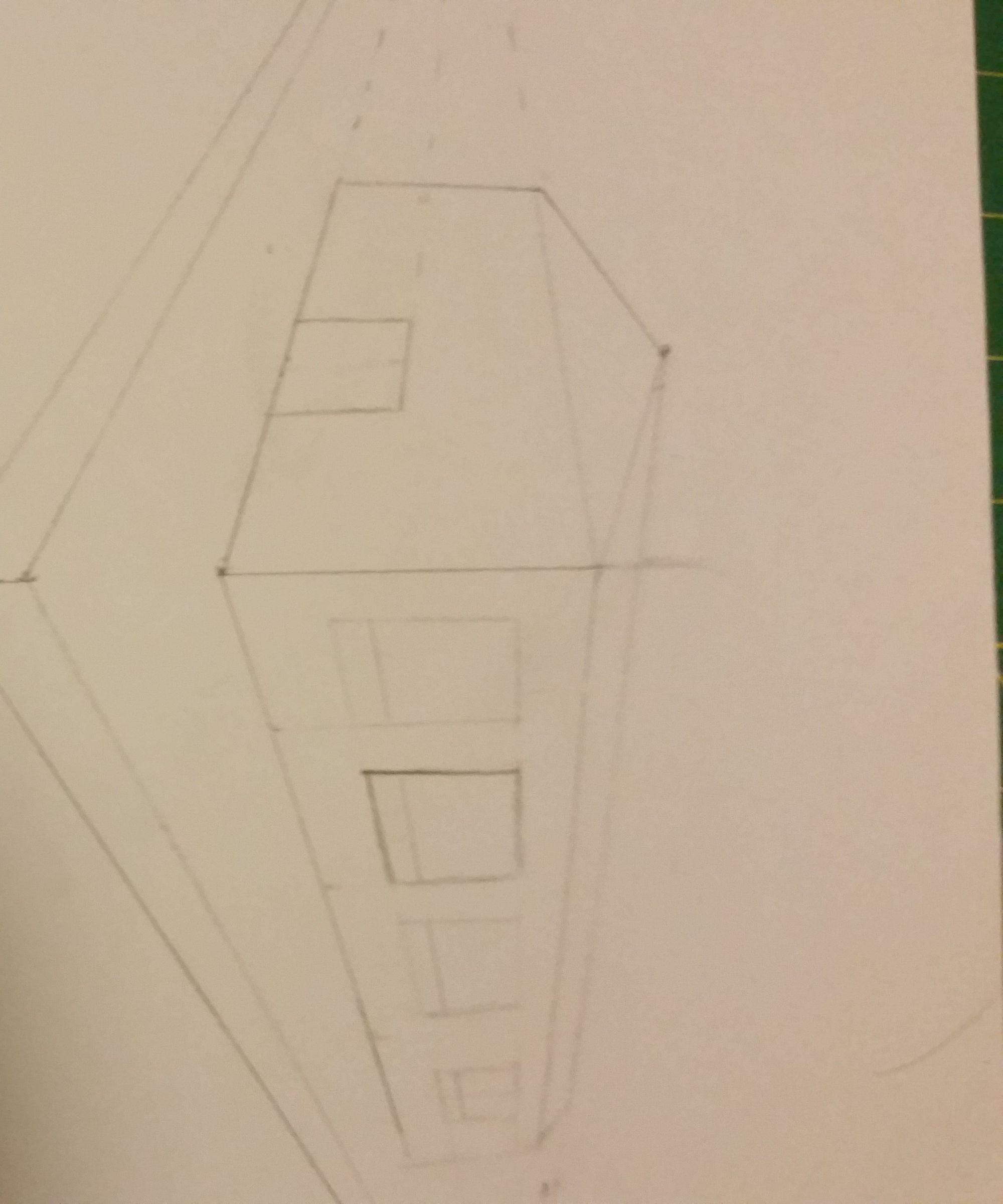 How to Draw a 2 Point Perspective House