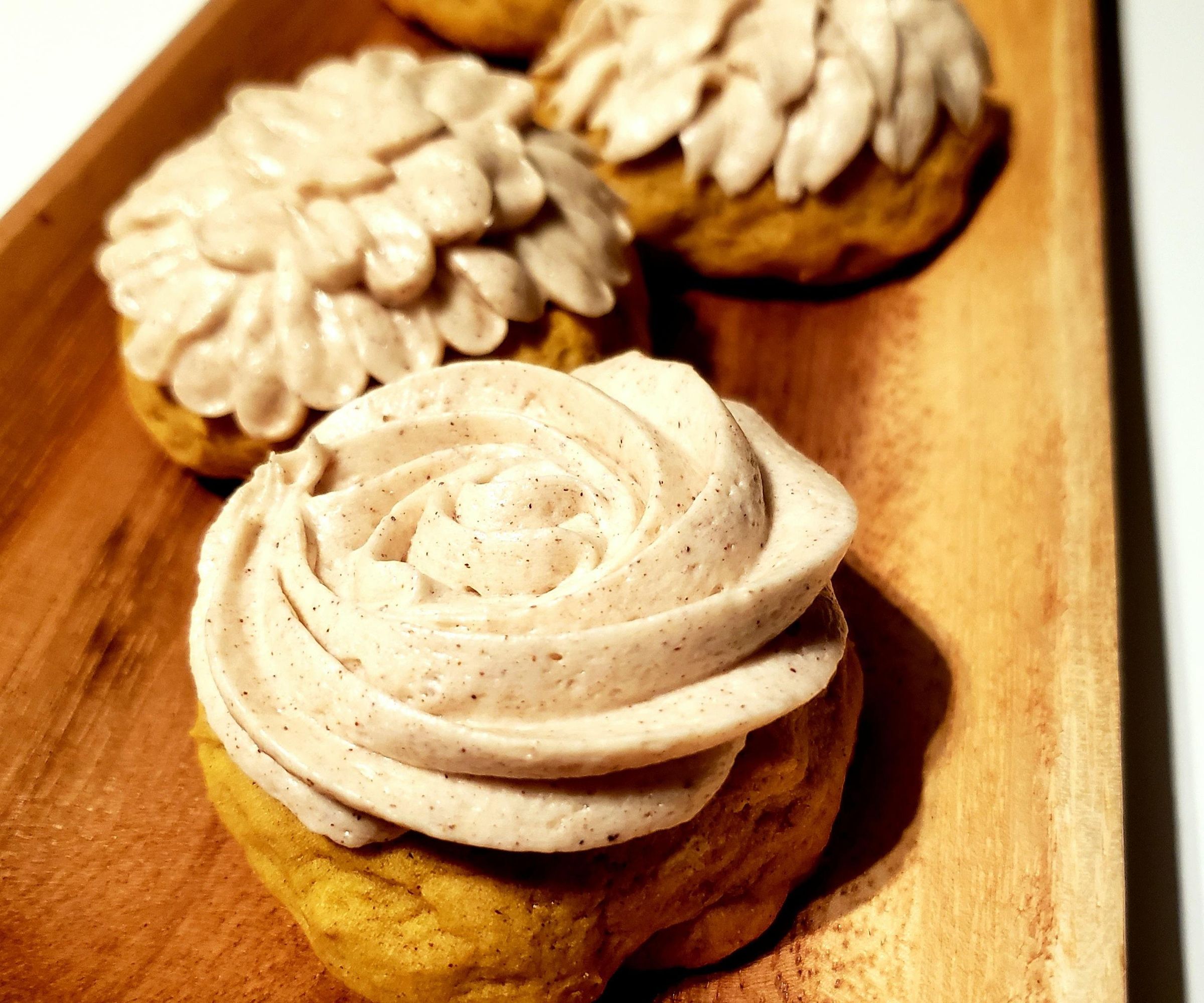 Pumpkin Cake Cookies W/Spiced Cream Cheese Icing