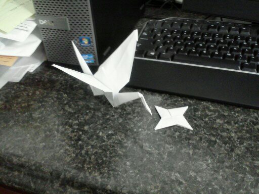 Single Sheet Origami Crane and Throwing Star