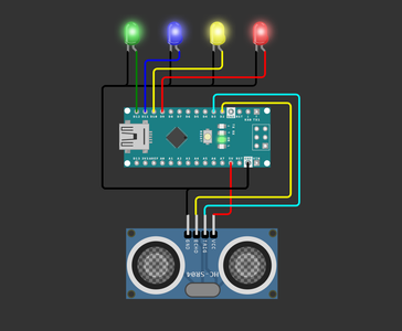 Ultrasonic-Based Distance Measurement Device With LED Indicator (Digital Circuit)
