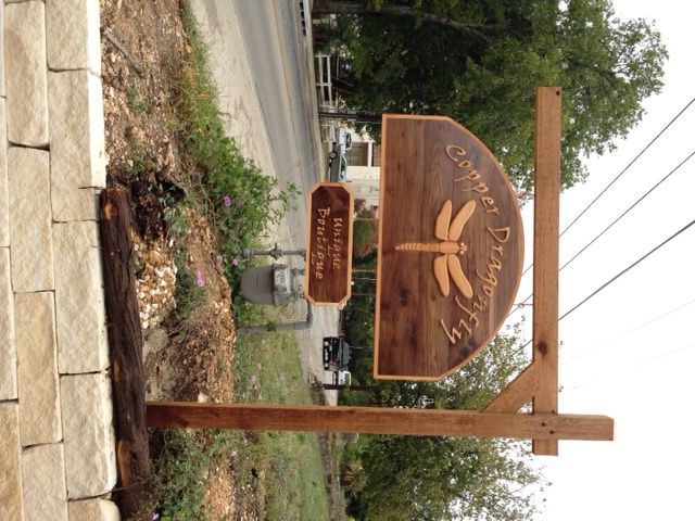 Outdoor Sign Made From Walnut and Cedar