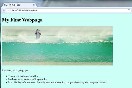 After Saving and Running the File, Your  Page Should Look Similar to This (image Will Vary):