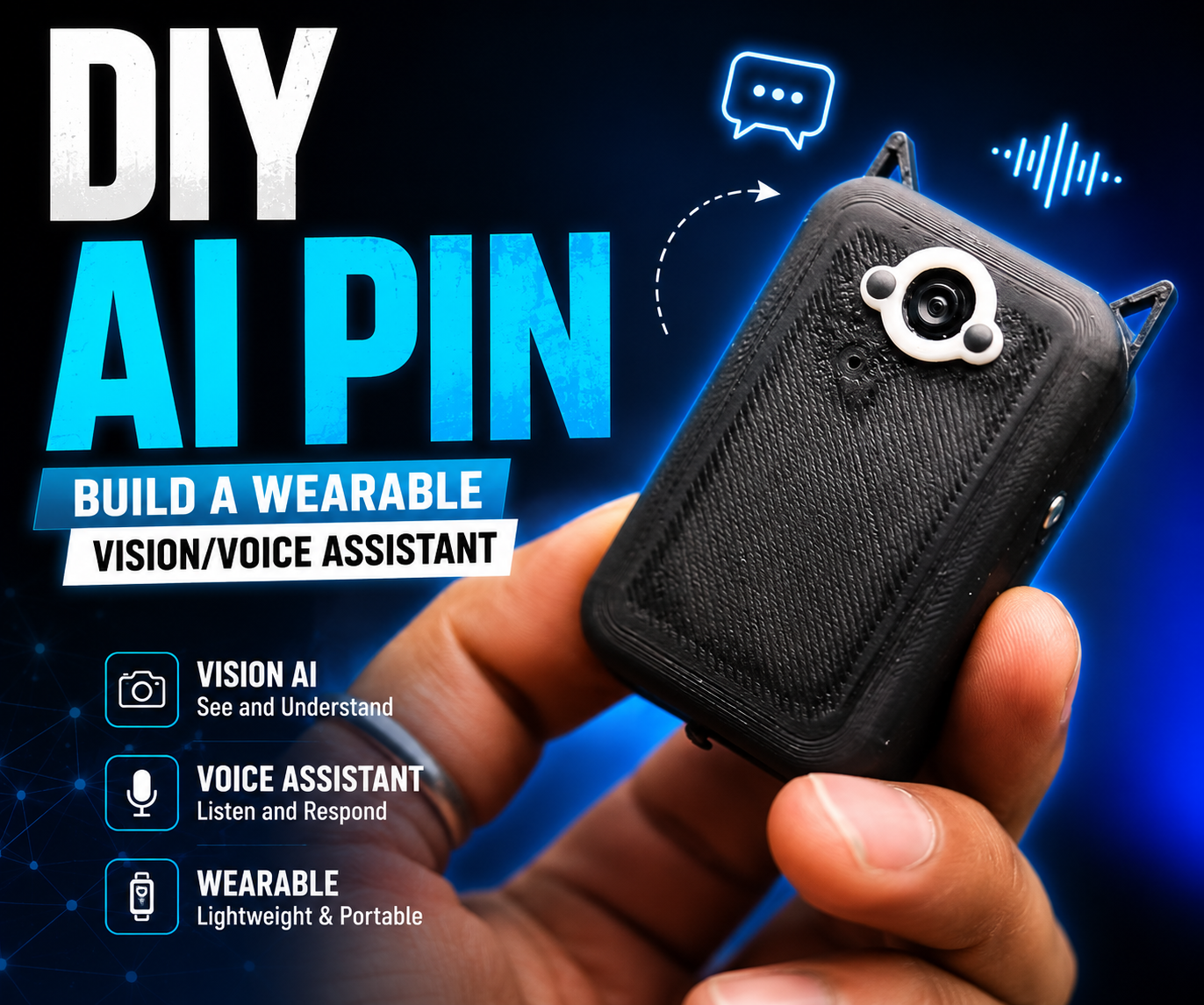 DIY AI Pin: a Wearable Vision/Voice Assistant