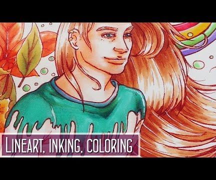 Drawing Process: Lineart, Inking, Coloring With Markers
