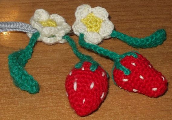 Crocheted Strawberry With Sliding Flower