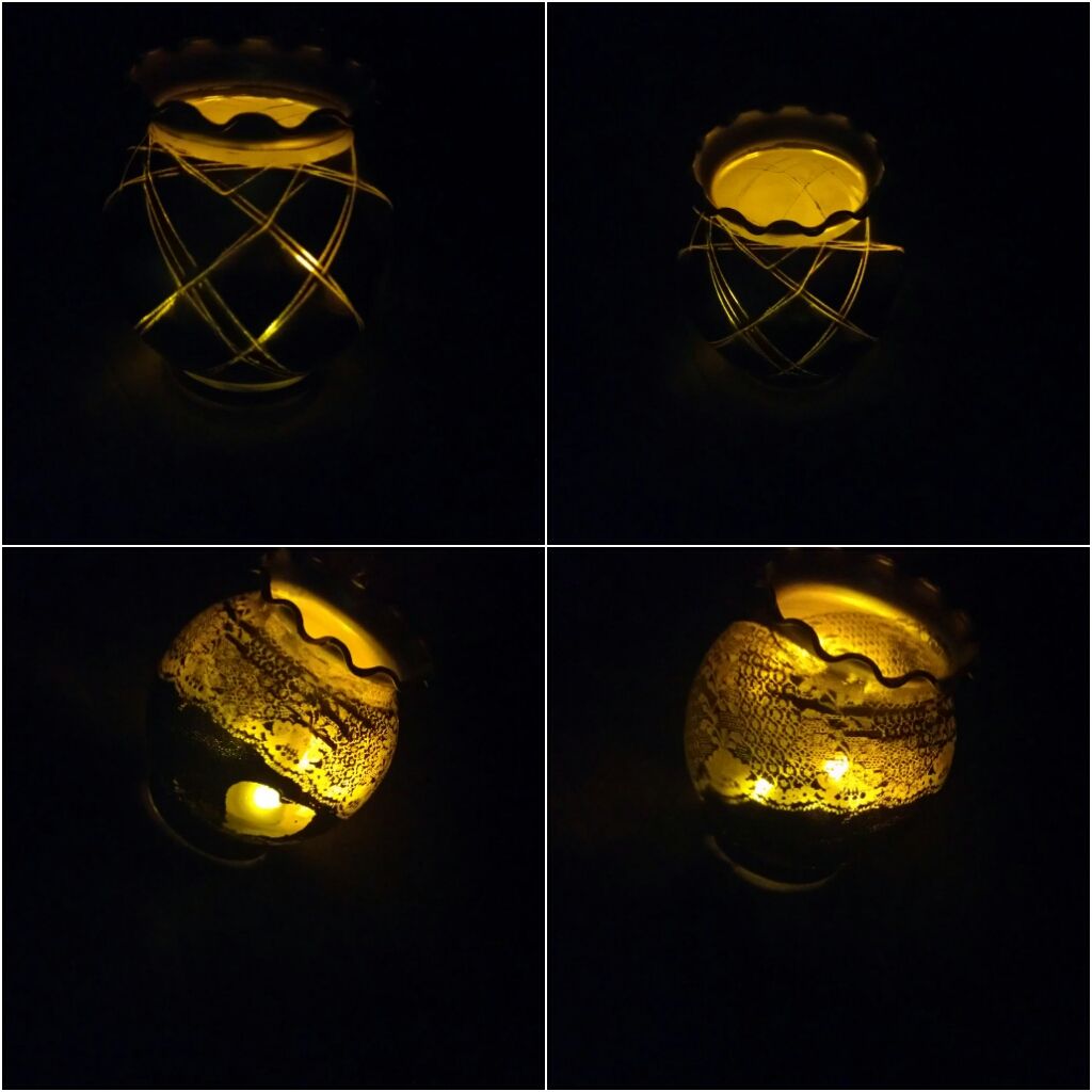 DIY lace & string printed candle holder