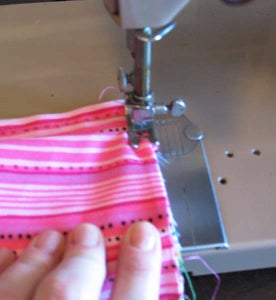 Fit Pocket Strip to Backing.  Sew Pocket Strip Down.