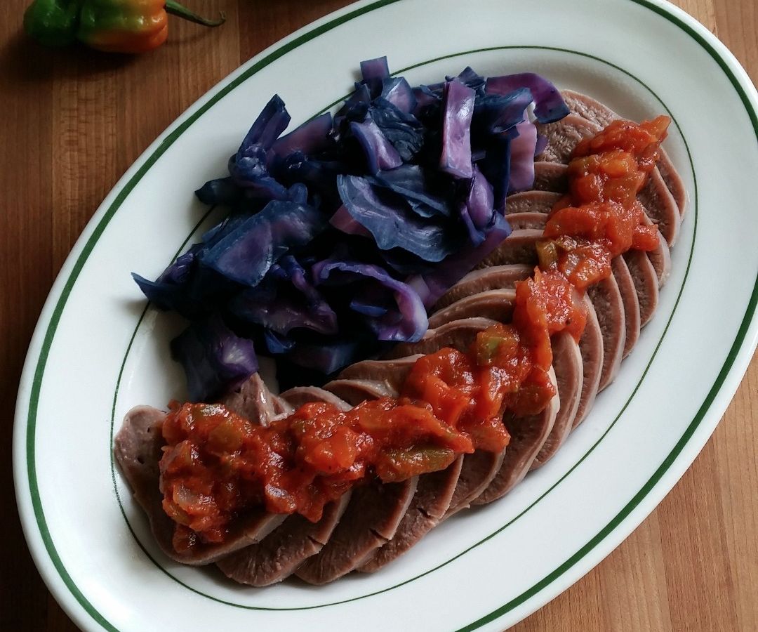 Beef Tongue with Sweet Pepper Sauce