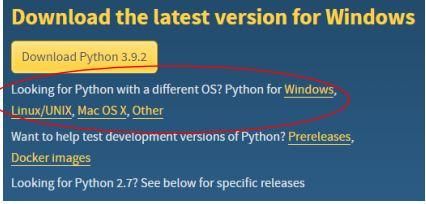 Going to Python's Available Downloads