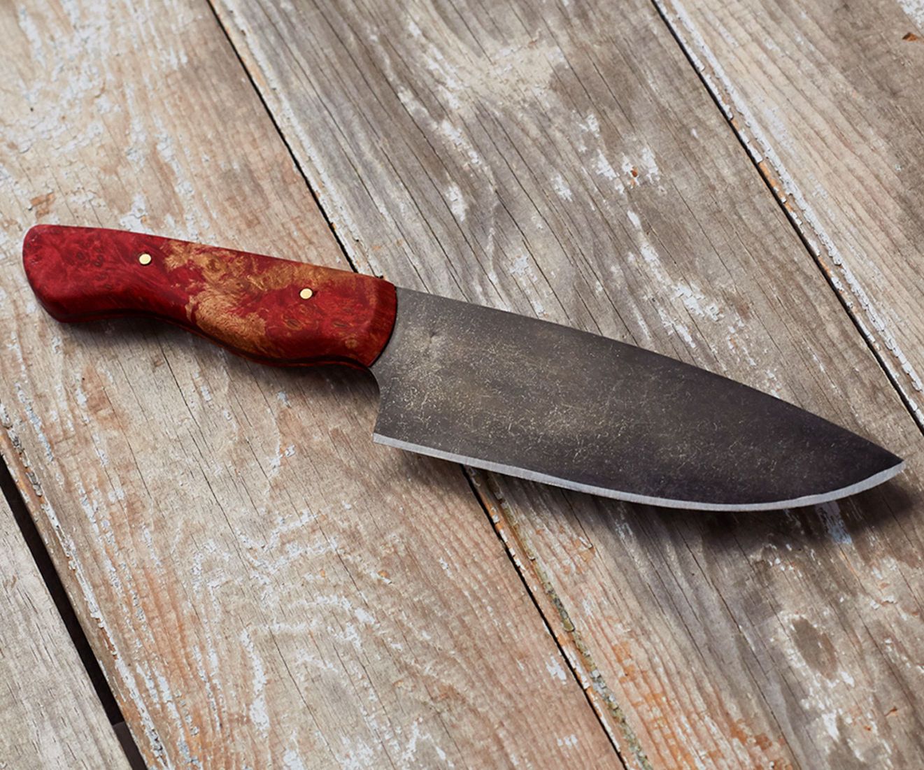 Making a Stonewashed Kitchen Knife Out of 1095 Steel