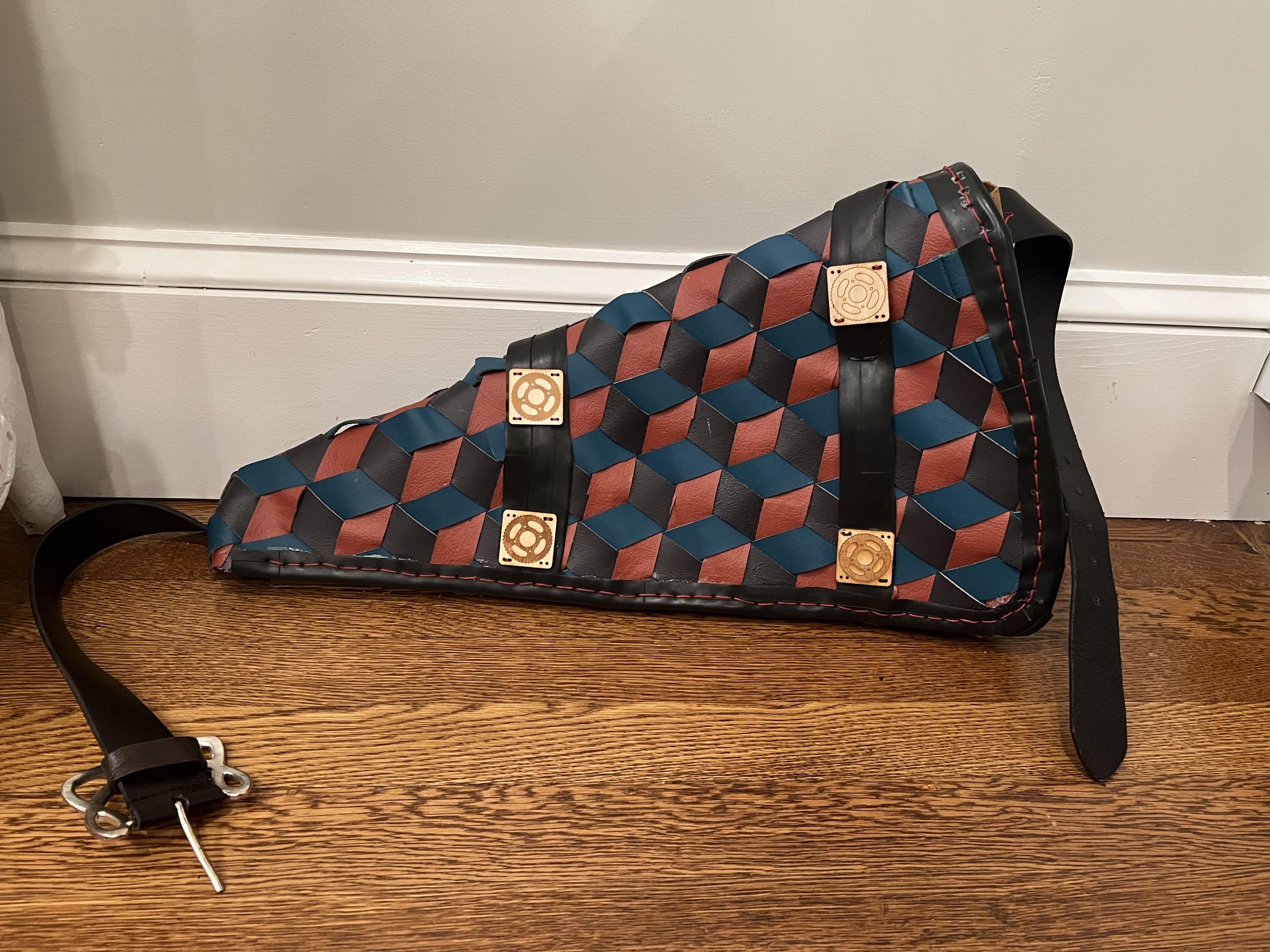 Woven Leather Hand-Stitched Bike Frame Bag