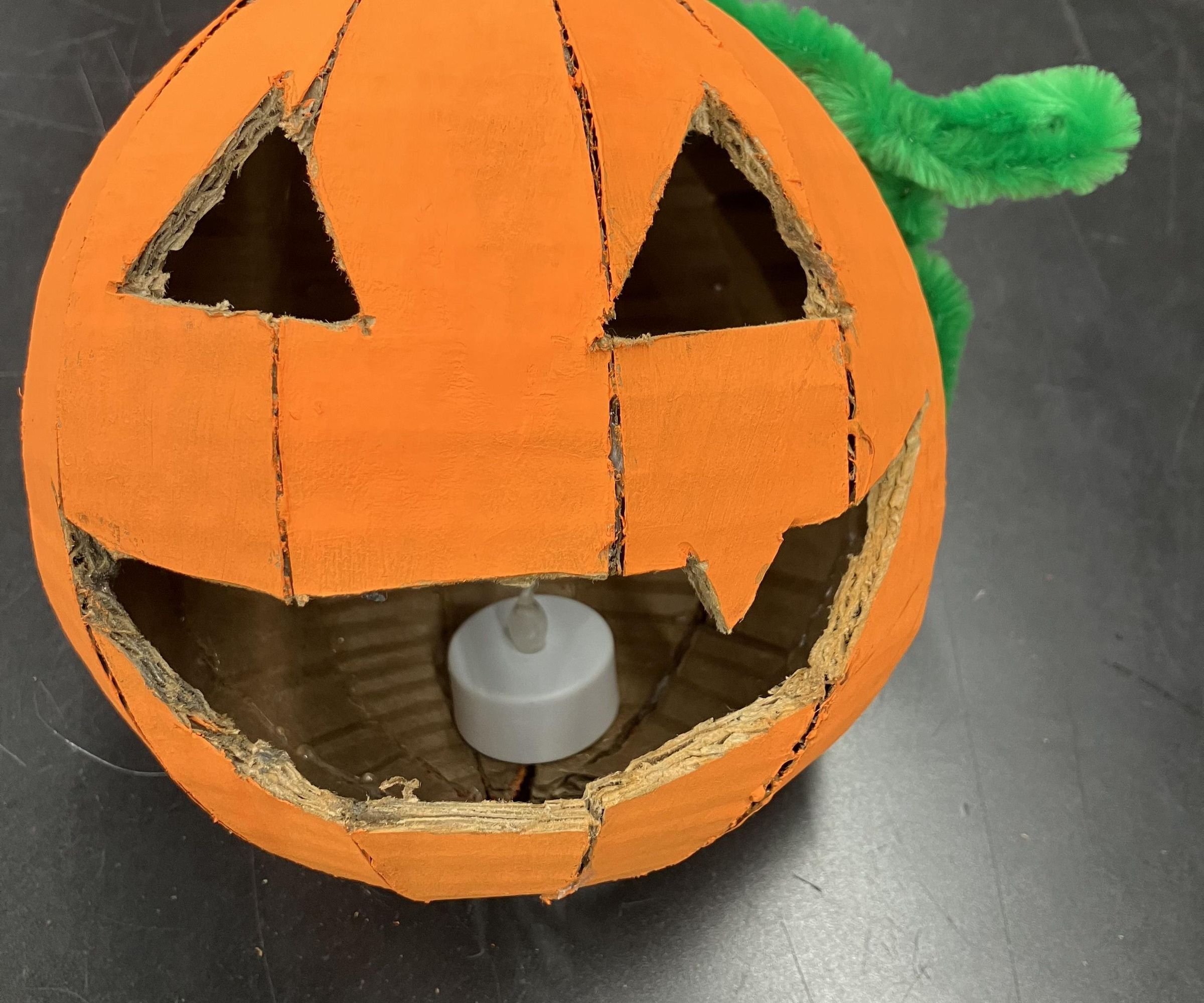Cardboard Sphere Jack-o-lantern