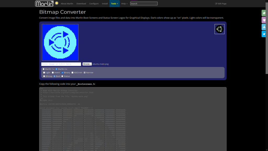 3DWork - Crea tu propio logotipo personalizado de inicio en Marlin 2.0.x - Guías de impresión Converting Your Image