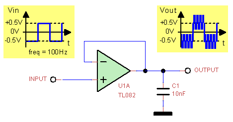 OPAMP Voltage Follower Becomes an Oscillator ?