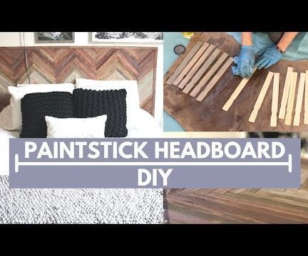 Wood Headboard Using Paint Stir Sticks