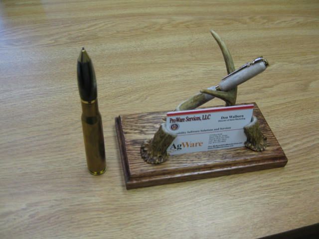Desk Set Pen and Business Card Holder - Whitetail Deer Antlers