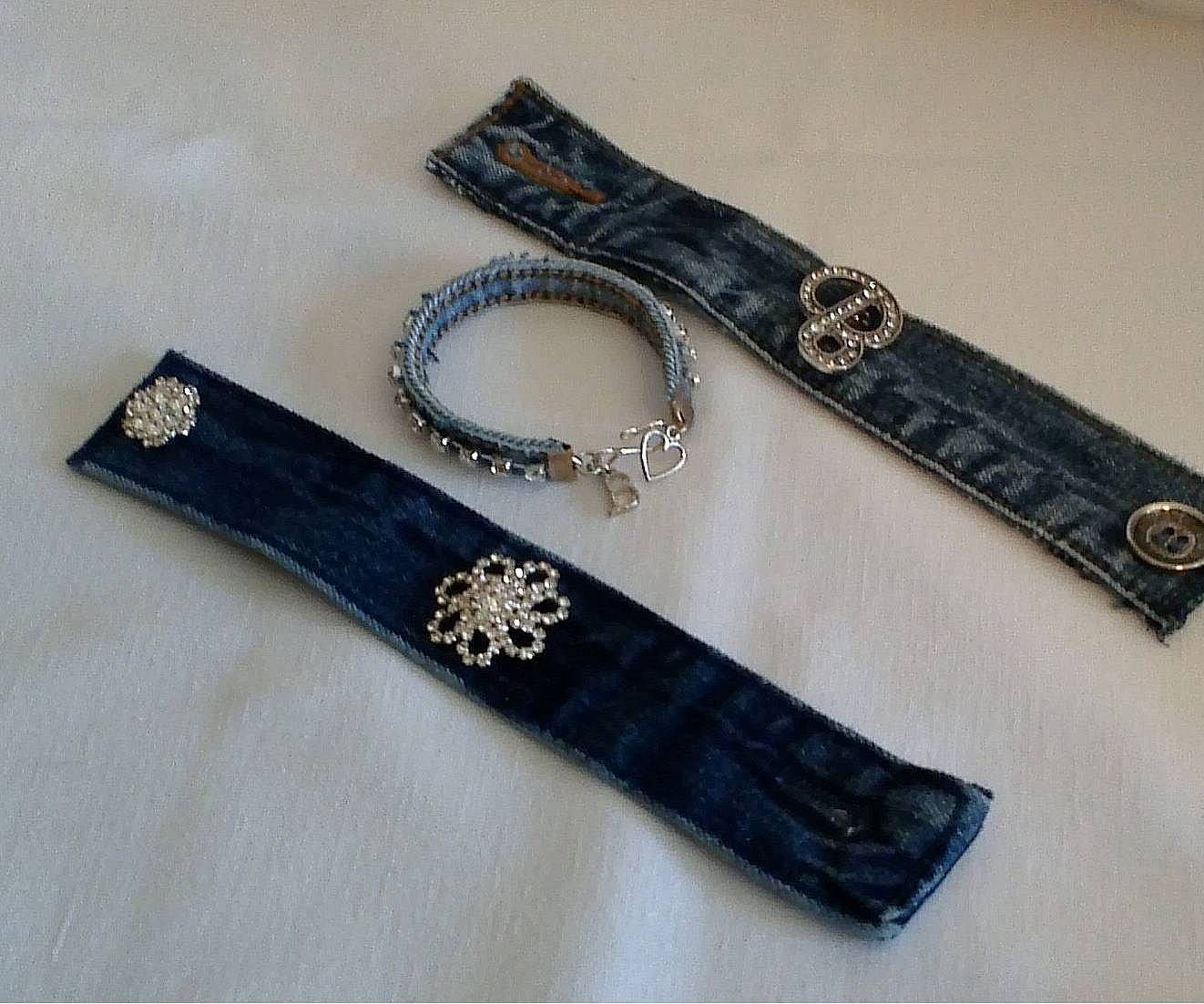 Recycled Denim Jeans Parts Bracelets
