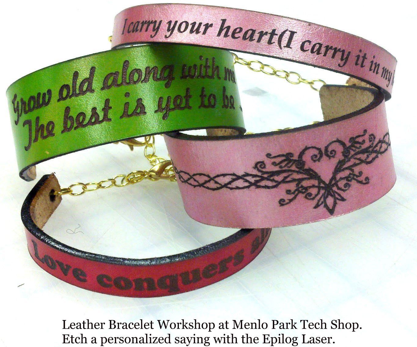 Laser Etched Leather Bracelets - Valentines Gifts