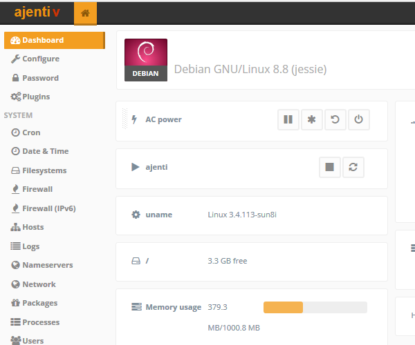 Server Admin / Webhosting Panel for Raspberry Pi (Ajenti)