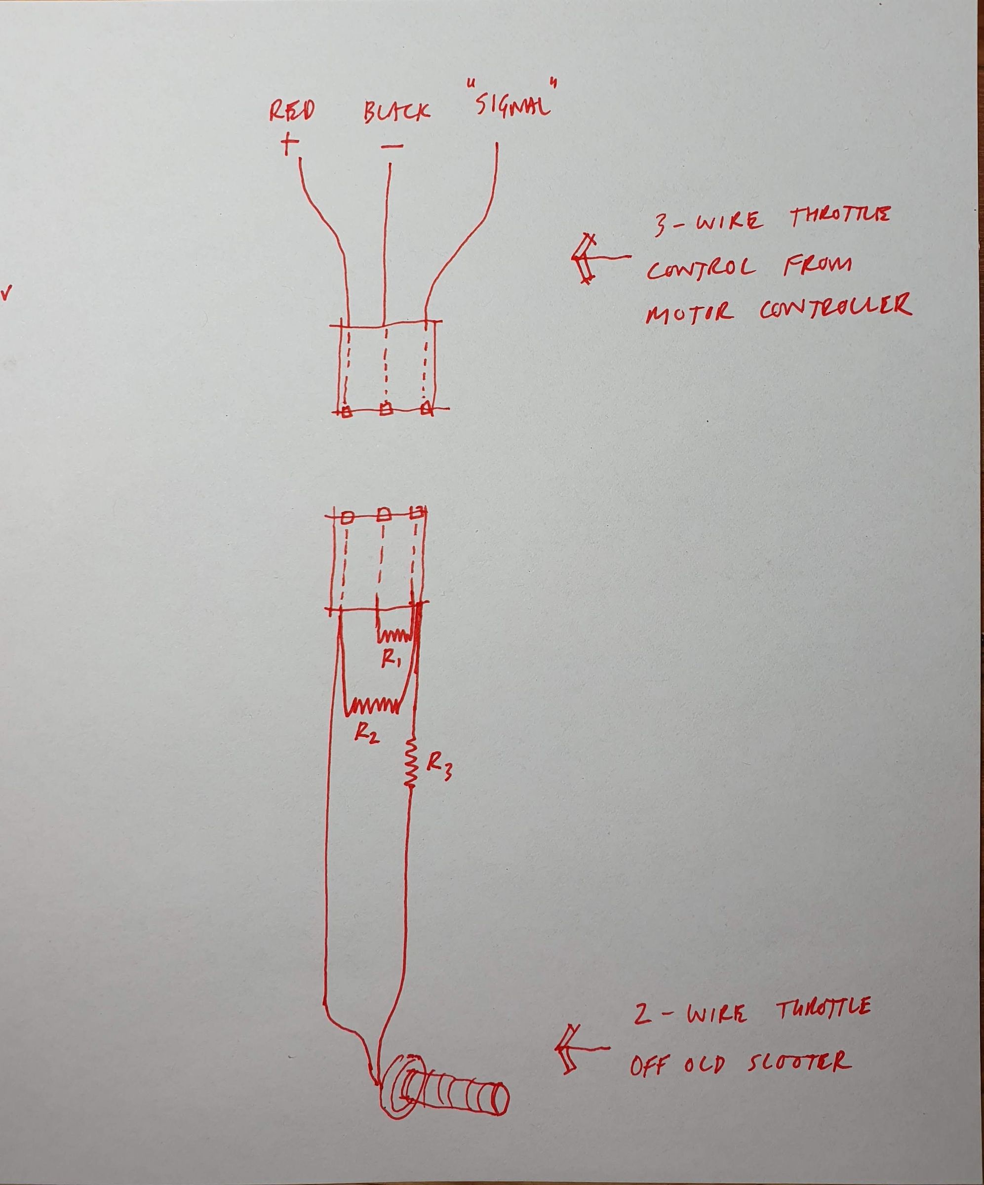Quick and Dirty Use a 2Wire Throttle on a 3Wire Scooter Motor