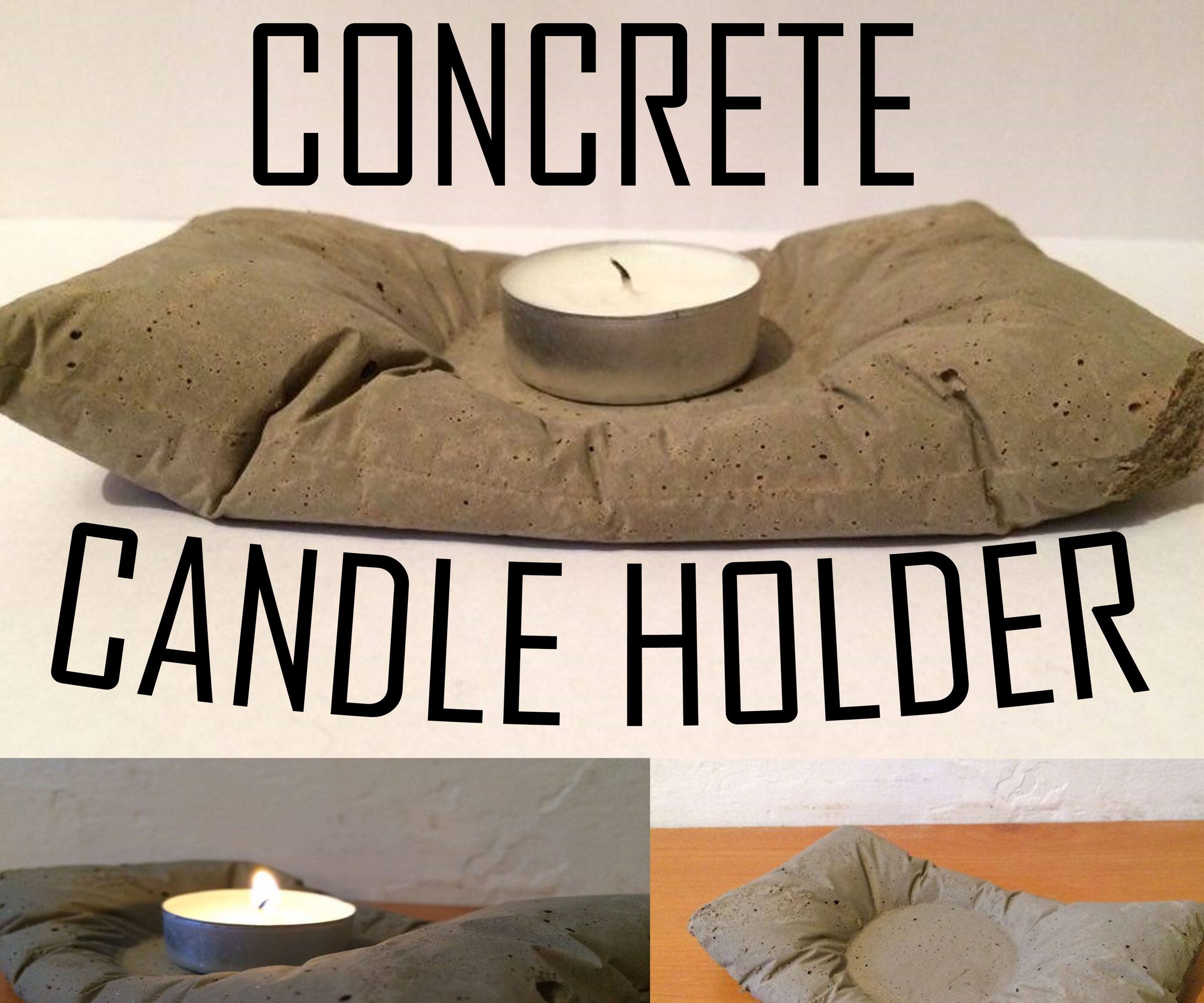 Pillow Concrete Candle Holder 