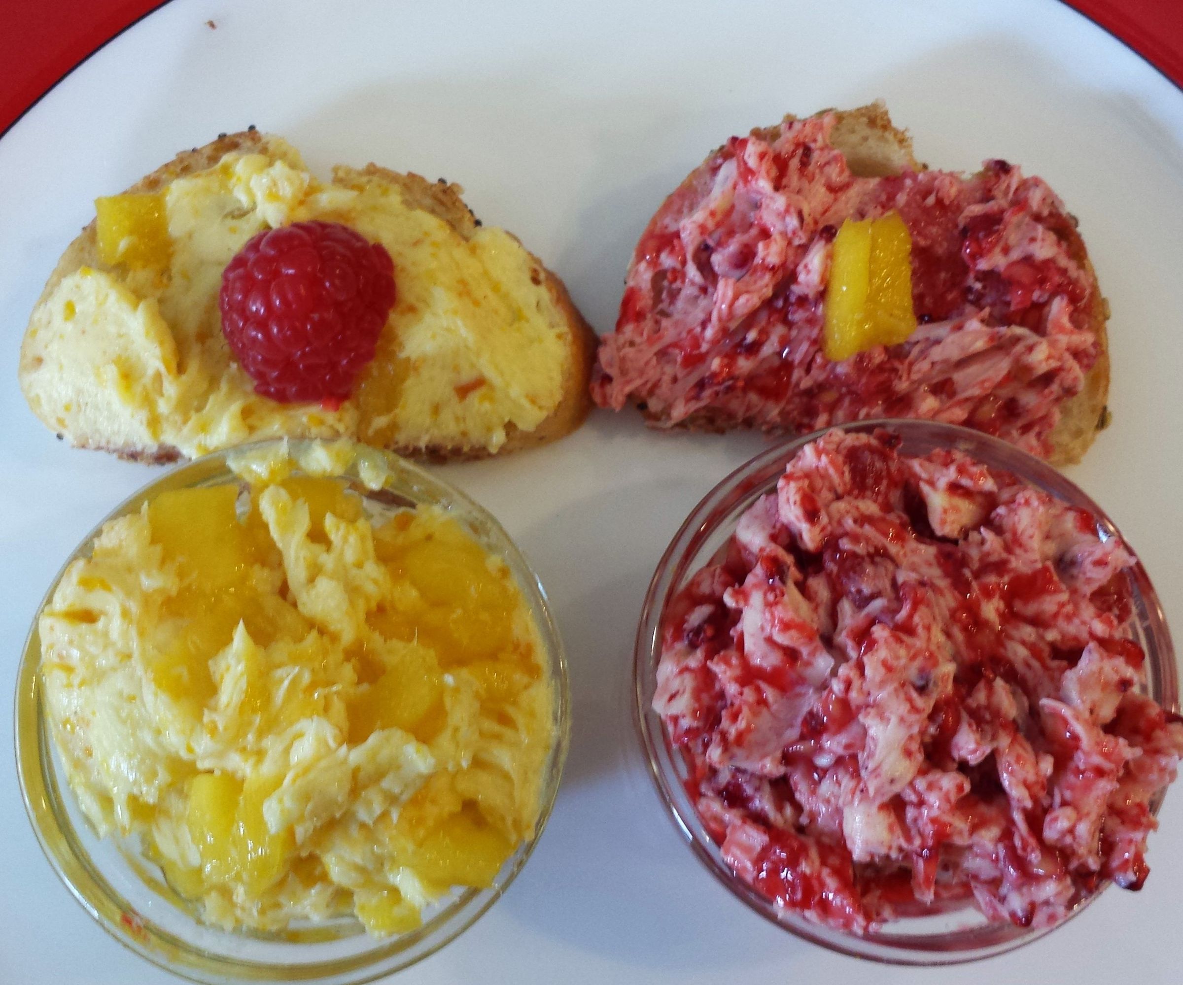 Fresh Mango and Raspberry Butter Crostini