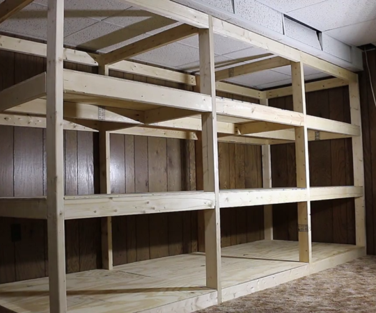 Giant Shelves Made From 2x4s and Plywood