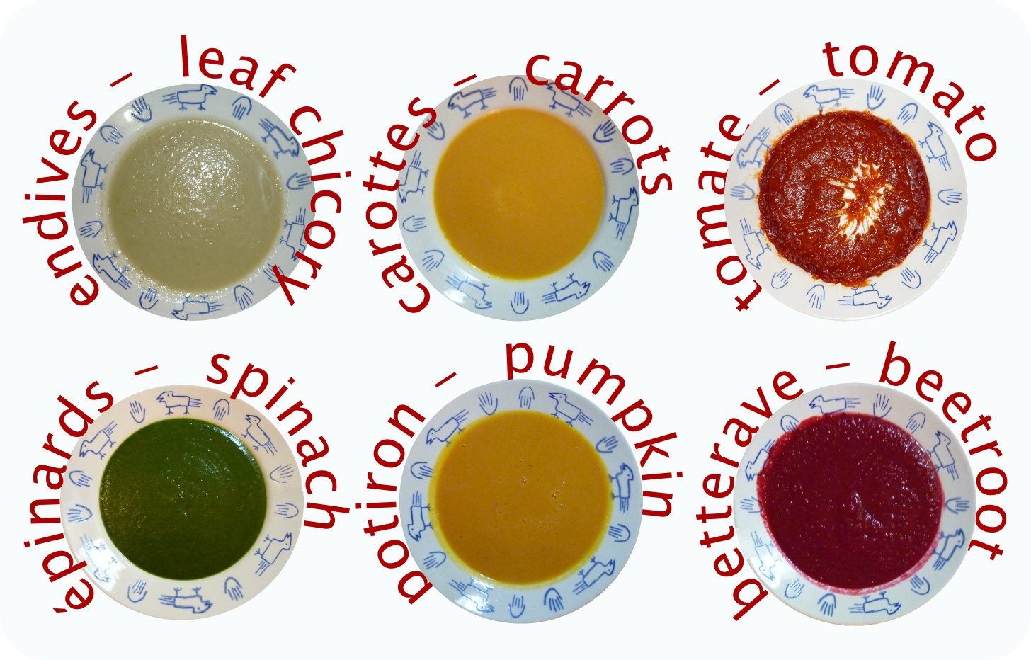 Almost a Rainbow of Soup : a Basic Recipe – Presqu’un Arc-en-ciel De Soupe : Recette De Base